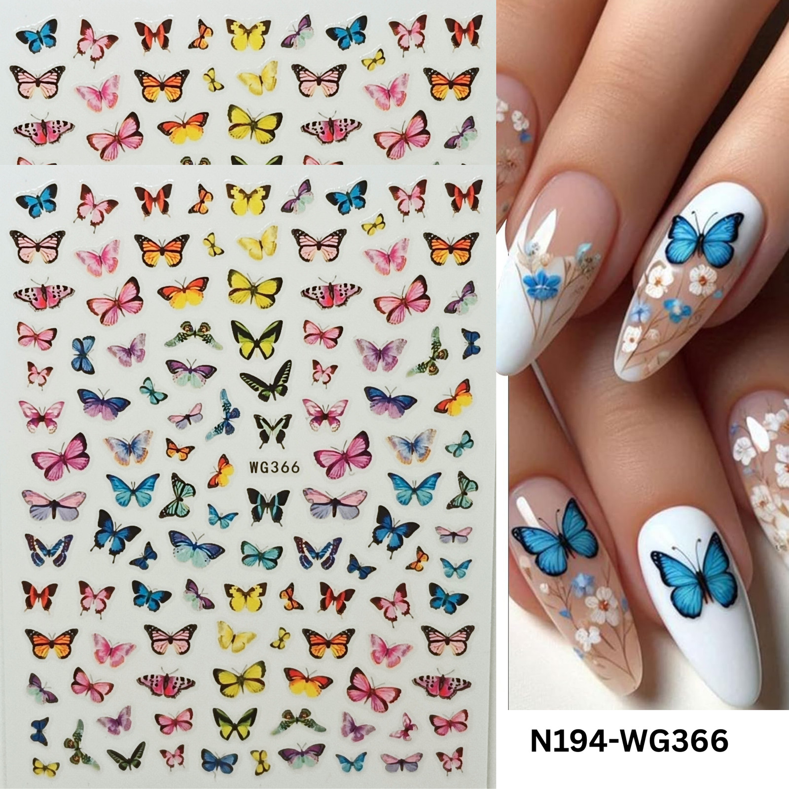 Colorful Butterfly Nail Stickers 3D Butterfly Nail Decals Spring Summer Nail Art