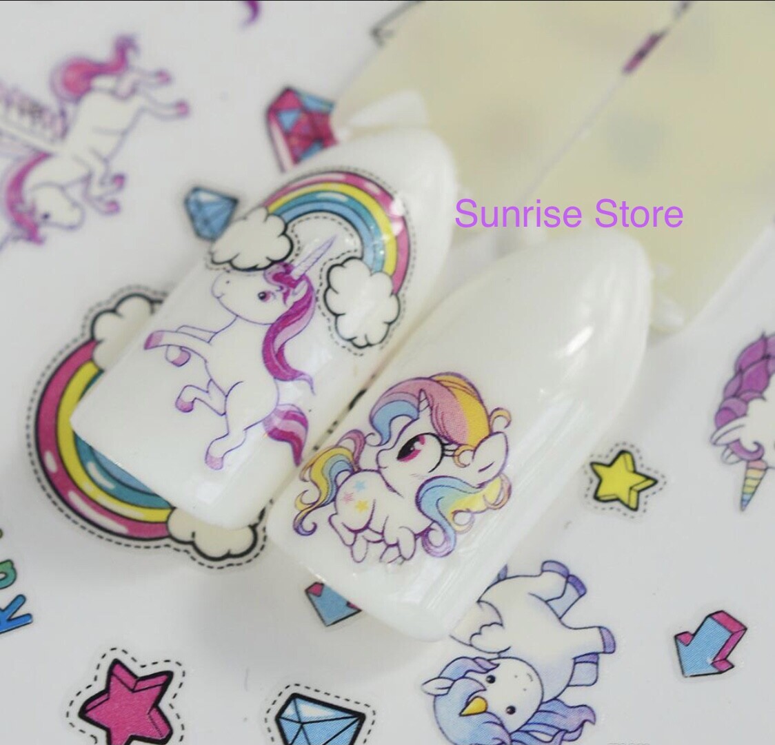Nail Art Water Transfer Sticker Magical Unicorn Rainbow Cloud Little Pony Deca