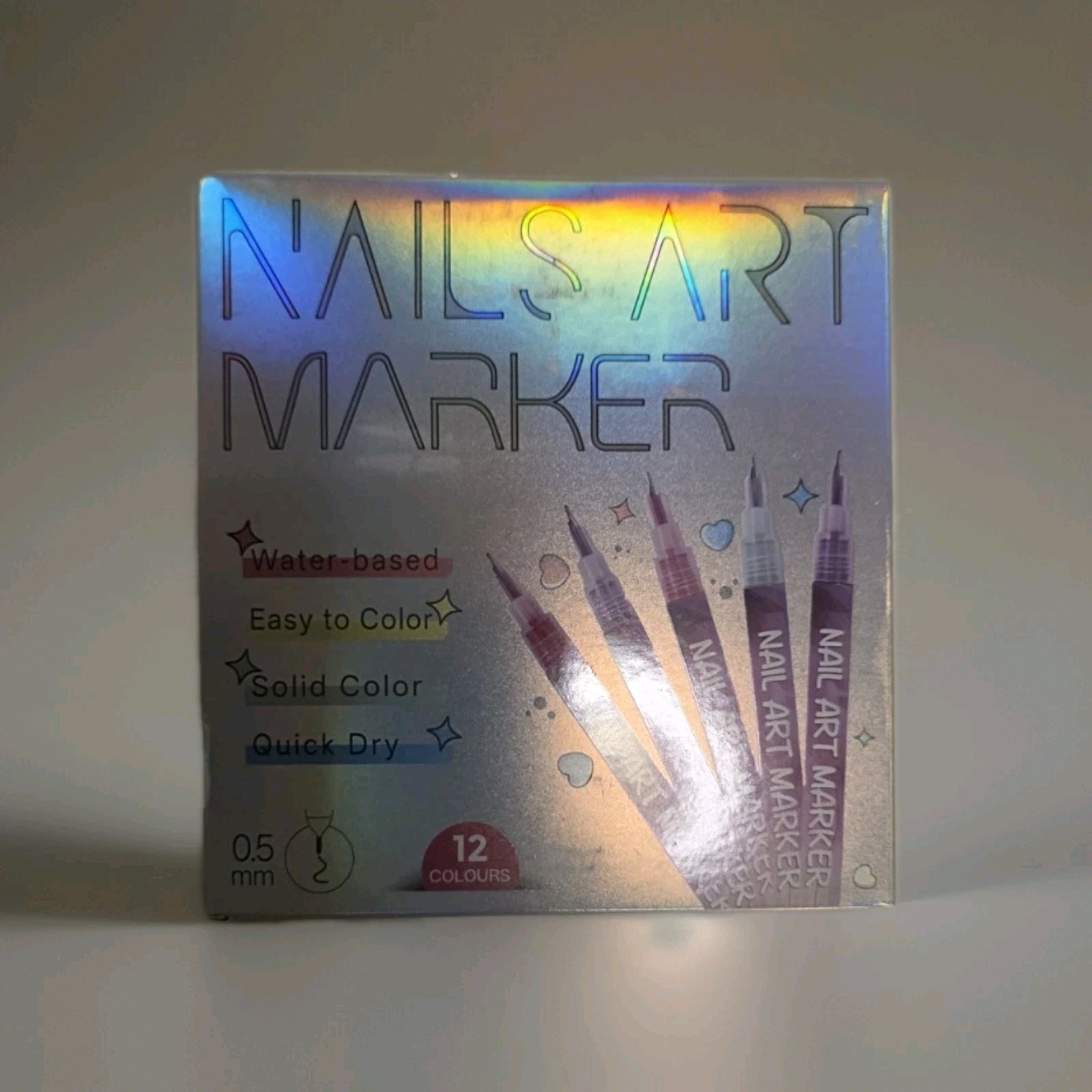 12 Color Nail Art Marker Set Water-Based Quick Dry Solid Colors for Nail Art