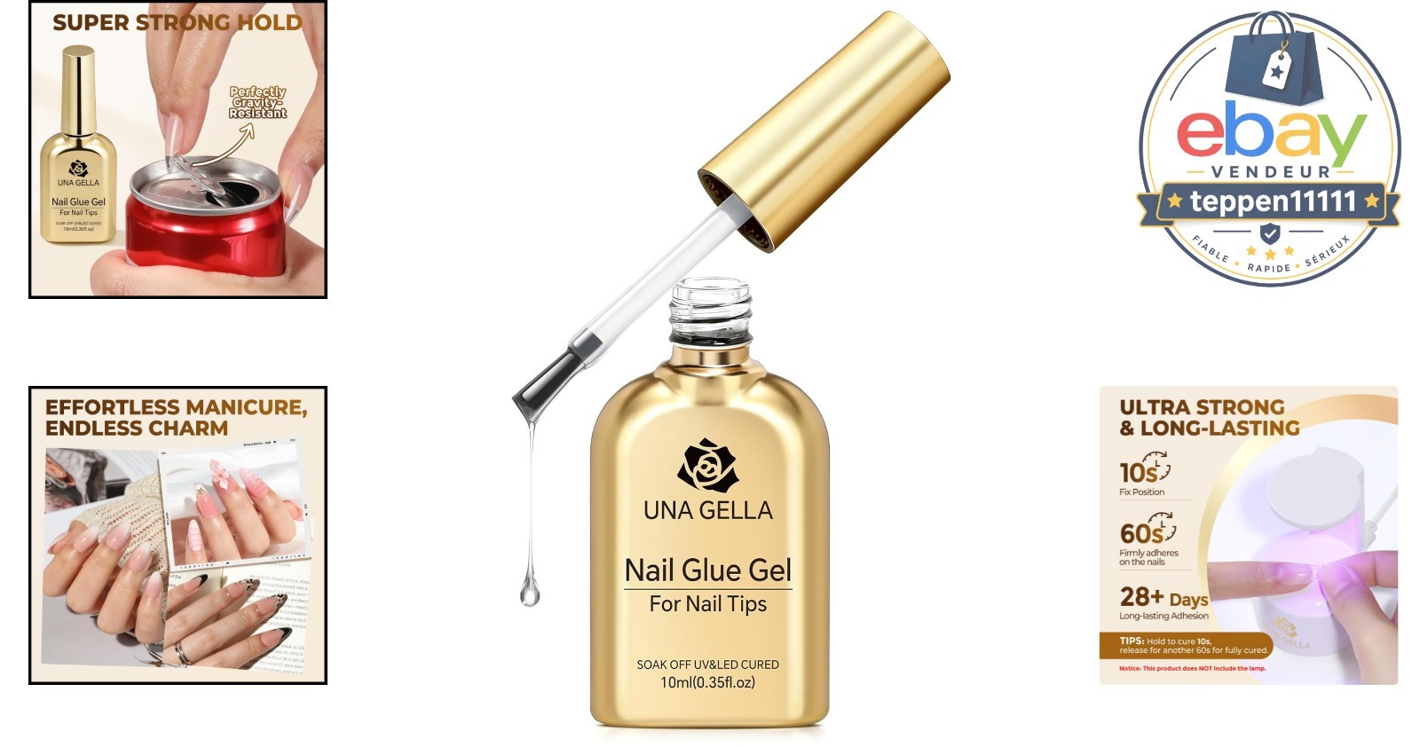 Gel Nail Glue 10ml Brush On Super Hold for Gel Nails Tips