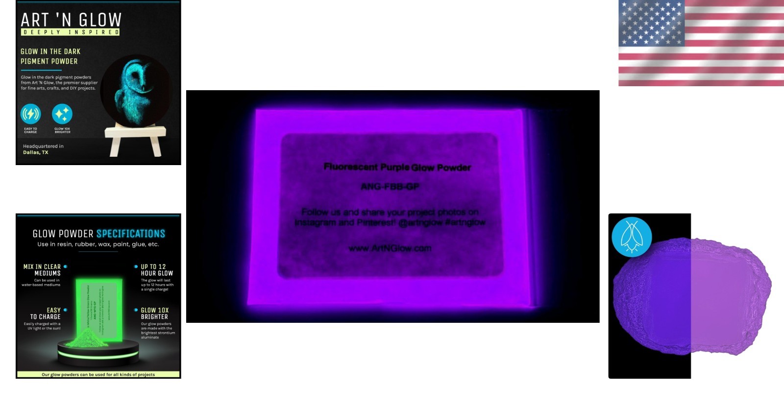 Long-Lasting Glow in The Dark Powder – 60g Fluorescent Purple for Creative Arts