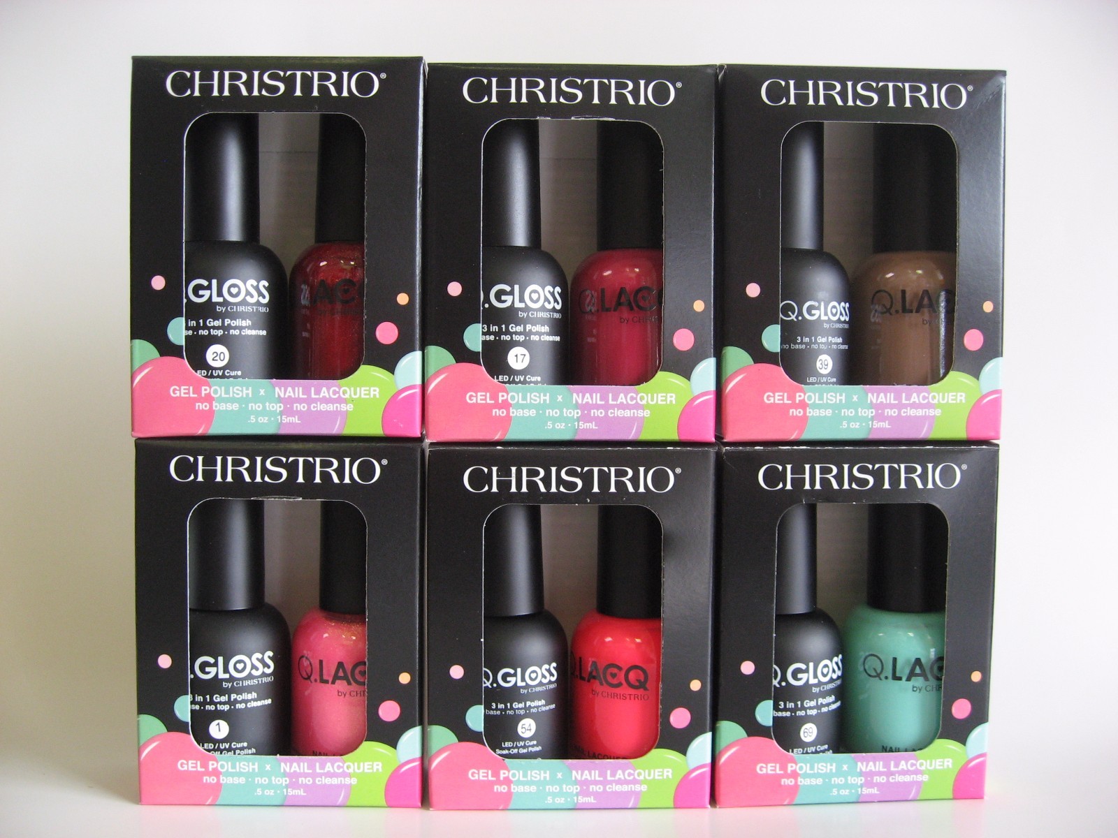 Q GLOSS Christrio Duo 3 IN 1 Soak-Off Gel w/Polish No Base, Top or Cleanse Pt 1
