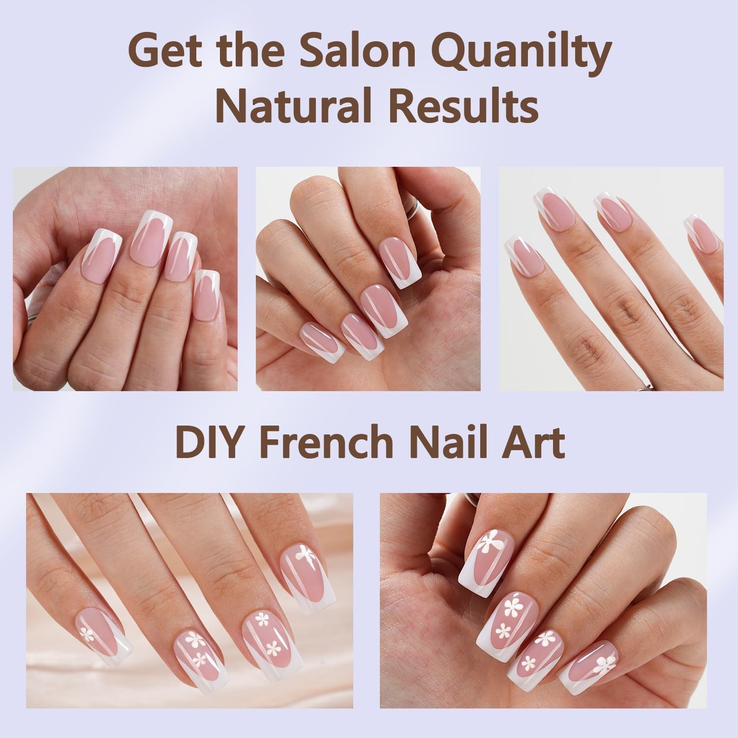 Deep French Tip Press On Nails, 160Pcs French Gel Nail Tips, Short Multicolor