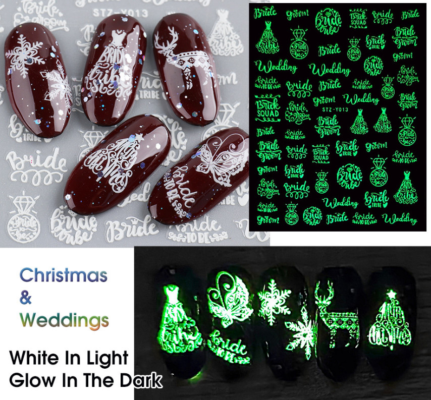 3D Nail Art Sticker Holographic Butterfly Christmas Snowflake Mermaid Tail NS38