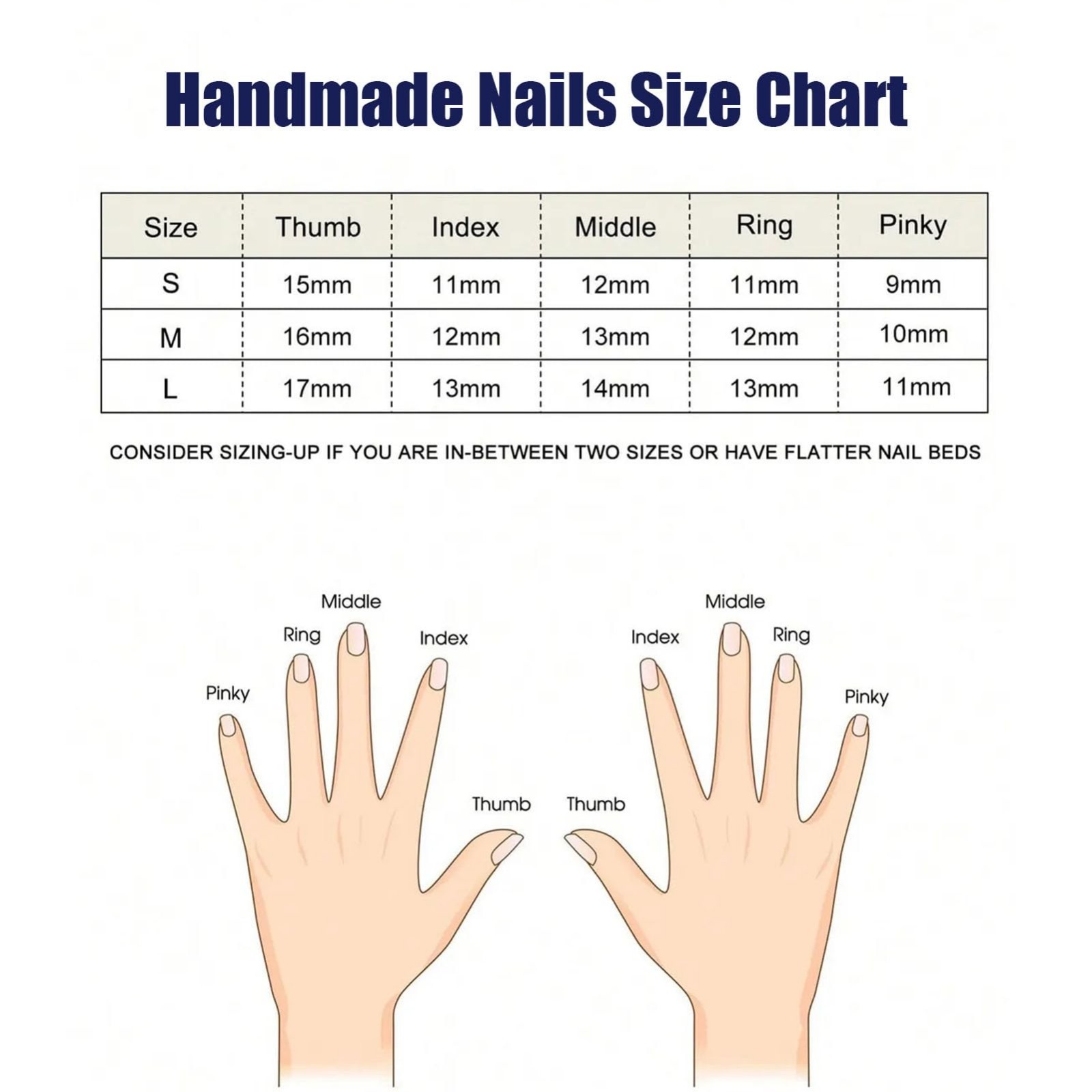 Handmade Almond Press On Nails with 3D French Tip Design – Nail Art for Women