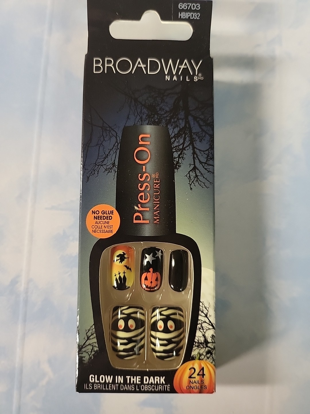 Broadway NAILS PRESS ON – Halloween Mummy Glow in Dark