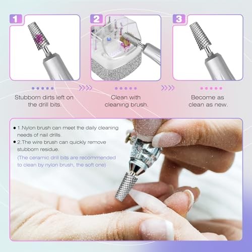 2 in 1 Nail Drill Bits Holder: 30 Holes Nail Bits Organizer White-Rectangle