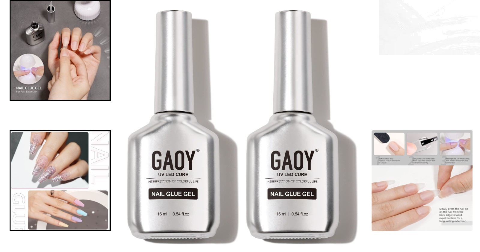 Water-Resistant 2Pcs Gel Nail Glue for Acrylic Tips – Safe & Toxic-Free Formula