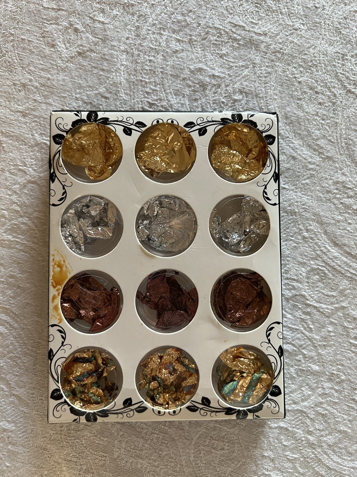 Nail Art Foil Silver, Gold, Rose Gold Metallic Flakes 12 Pk