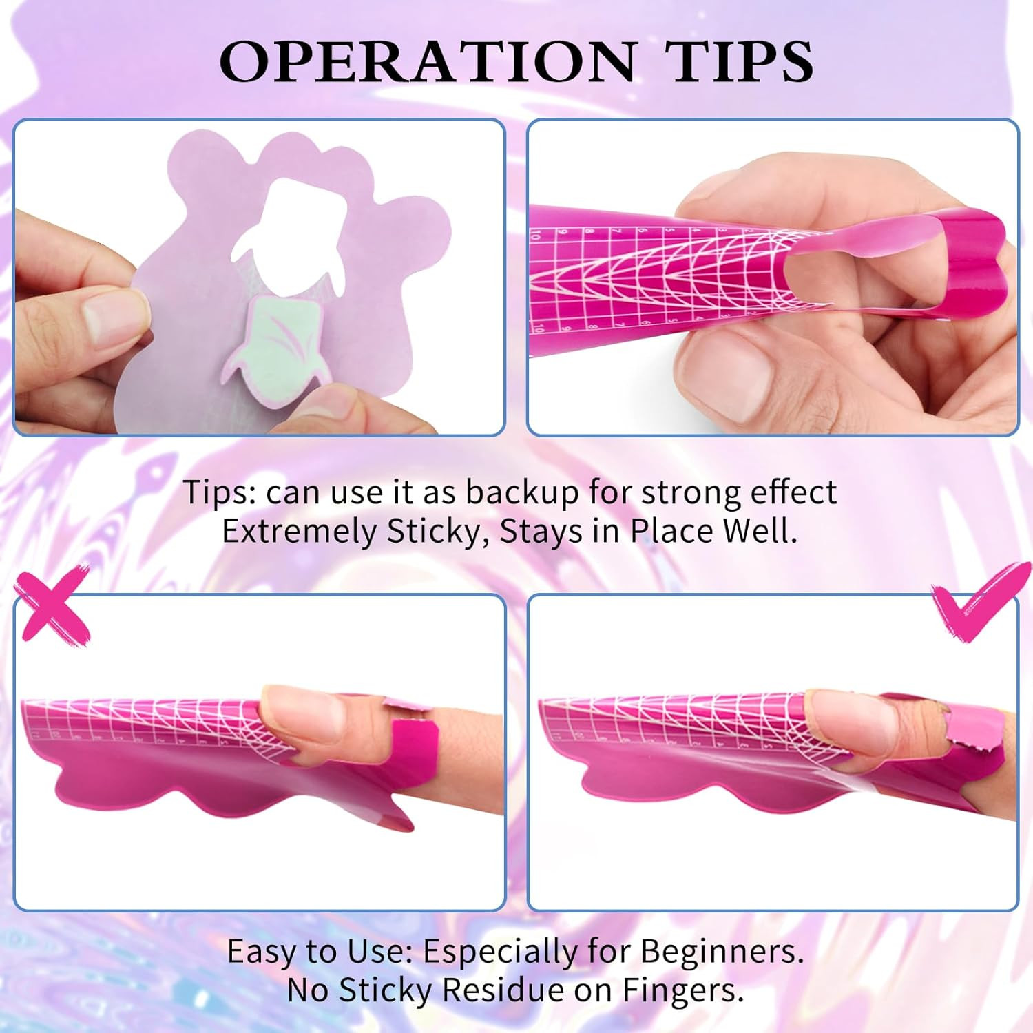 200Pcs Nail Form Sticky Nail Forms for Builder Gel Reusable Sturdy Nail Extensio