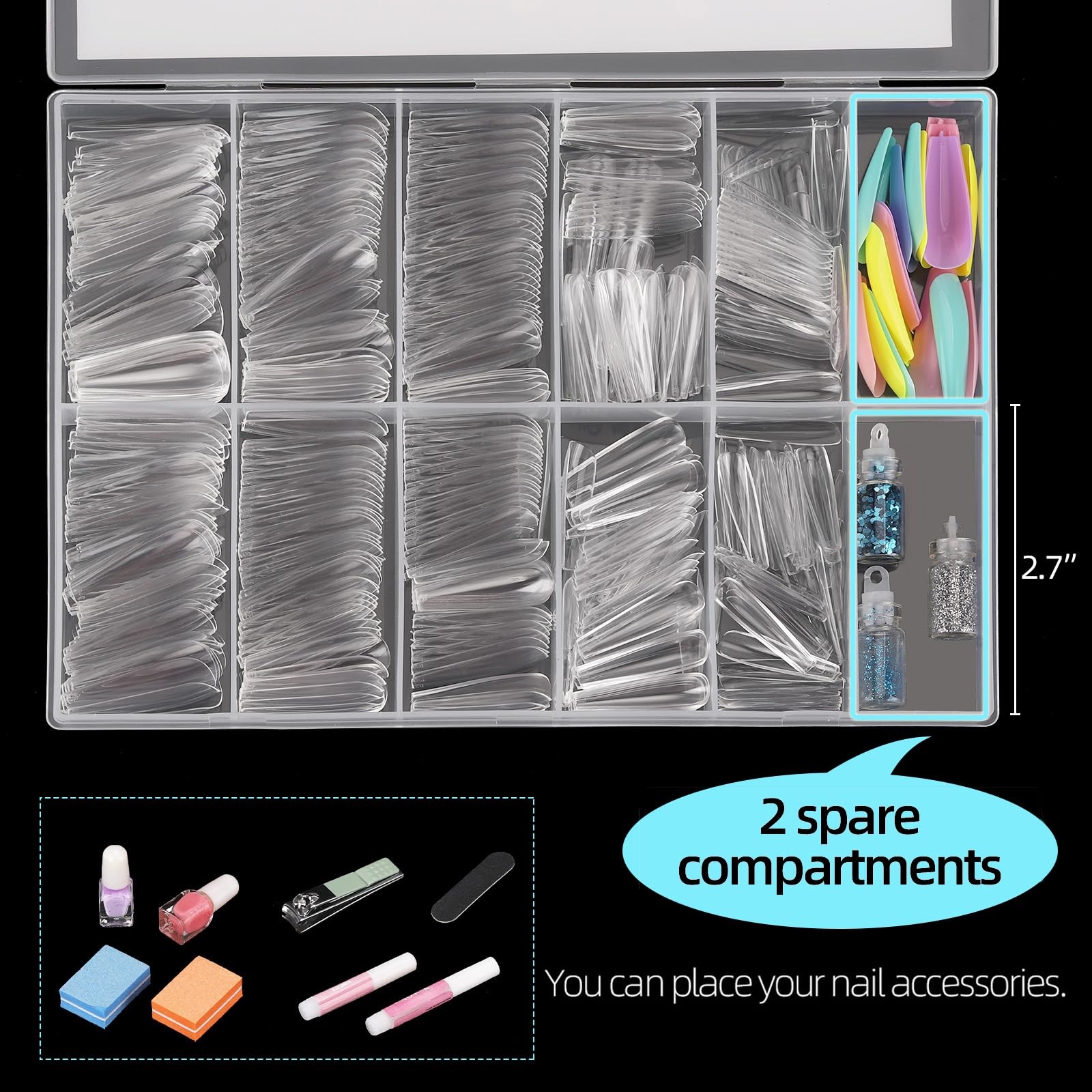 500Pcs Coffin Nail Tips Full Cover Clear Nails for Acrylic Ballerina False Na…