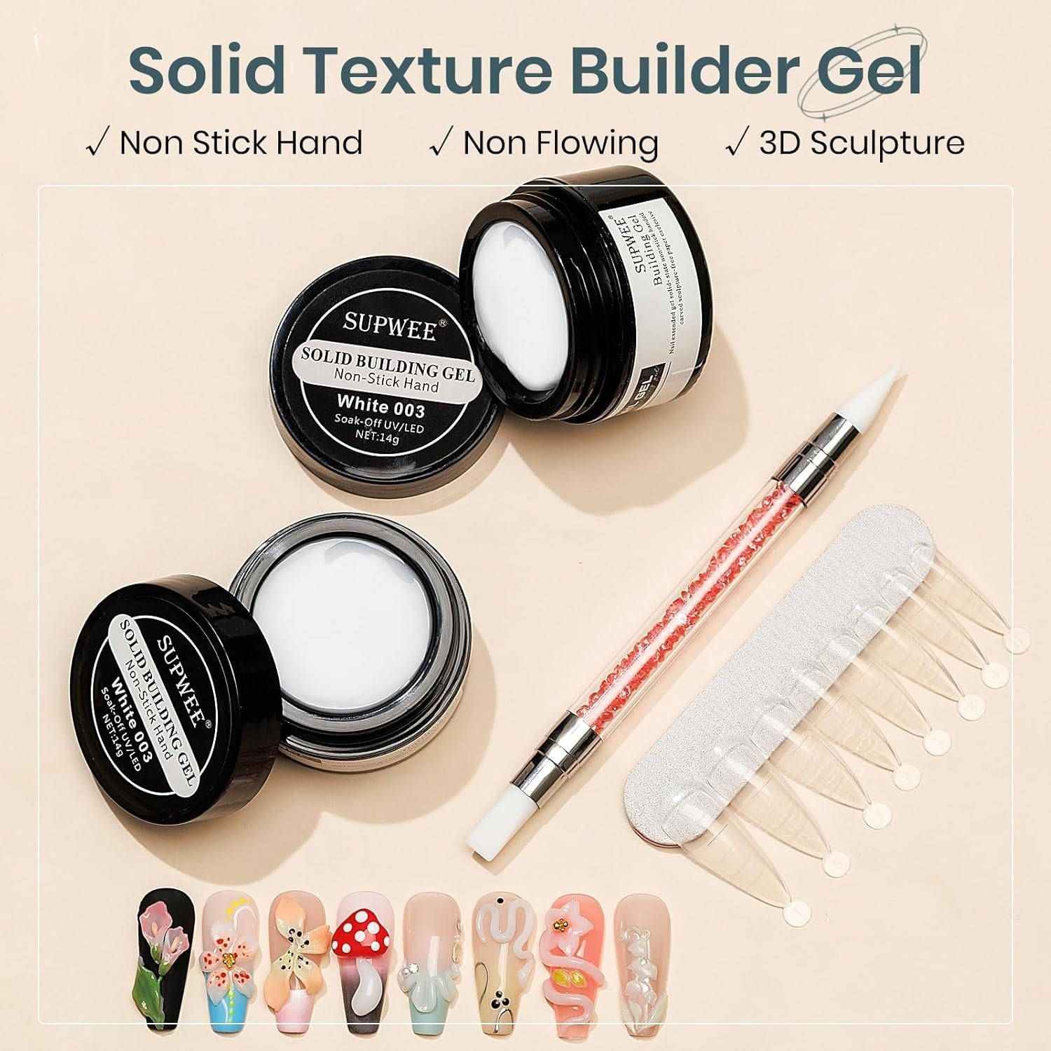 Versatile White 3D Molding Nail Gel with Easy Application for Creative Designs