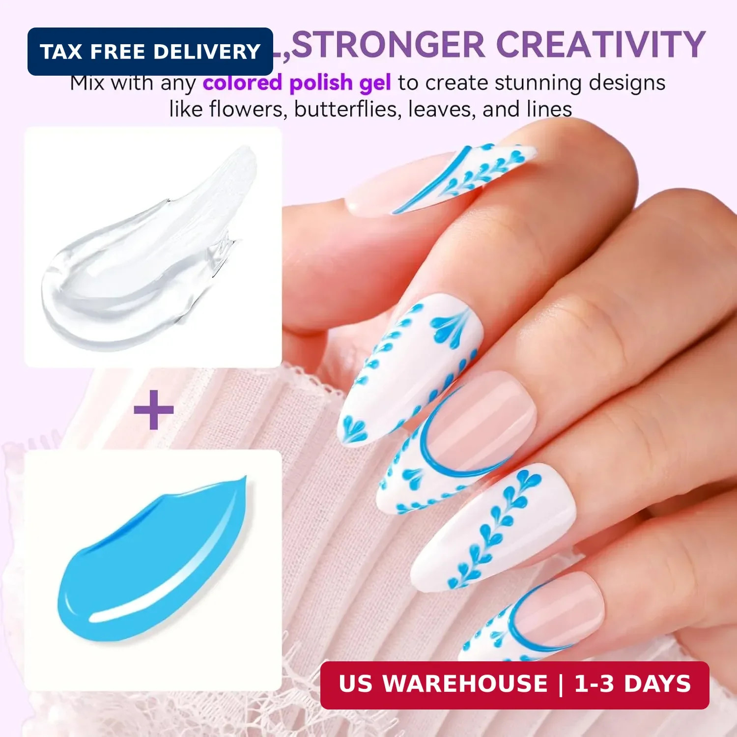 Makartt 3D Gel Nail Art: Clear 3D Painting Gels for Chrome Powder, 3D Sculpting