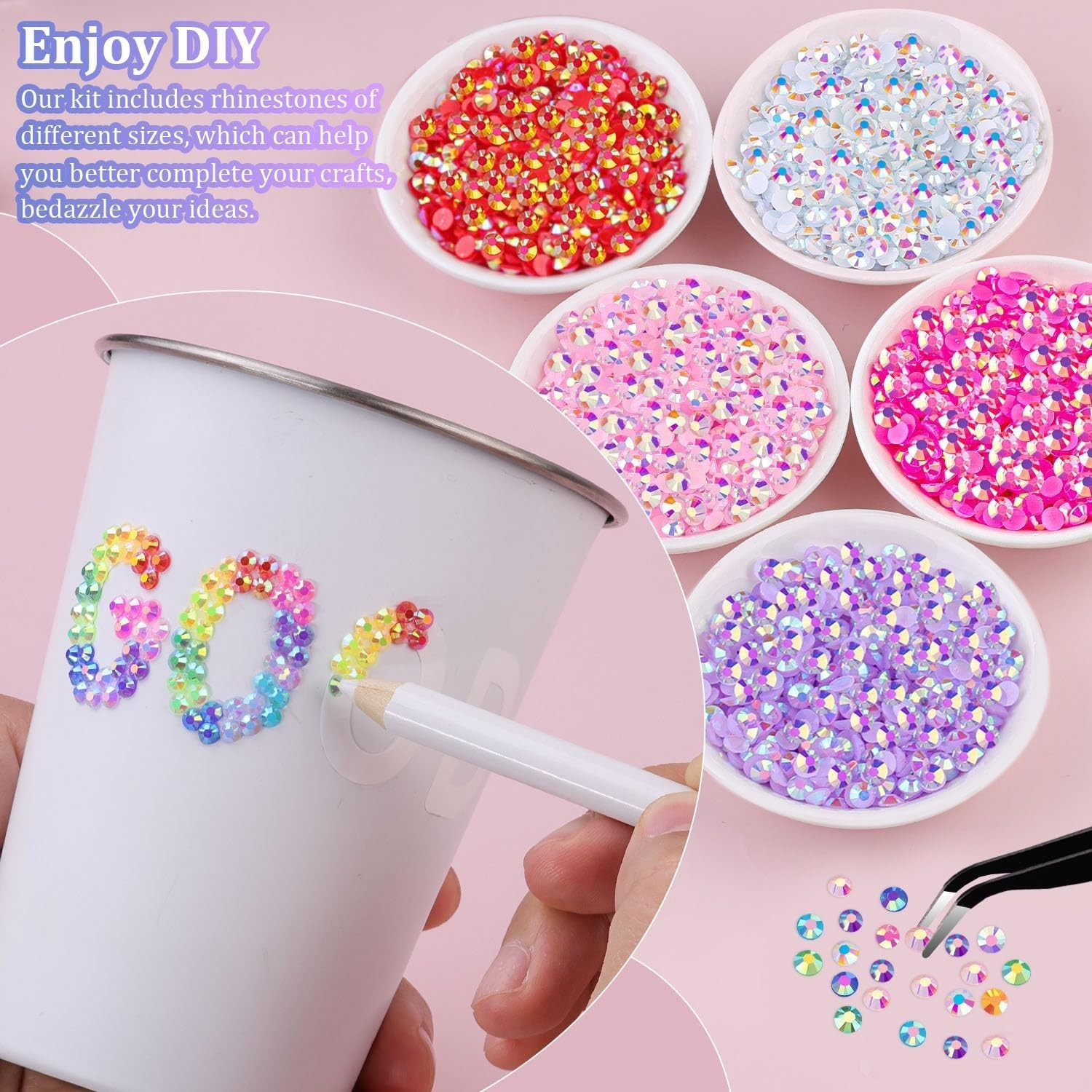 Build Your Creativity – 2 Storage Boxes of 40000 Jelly Rhinestones + Glue Kit