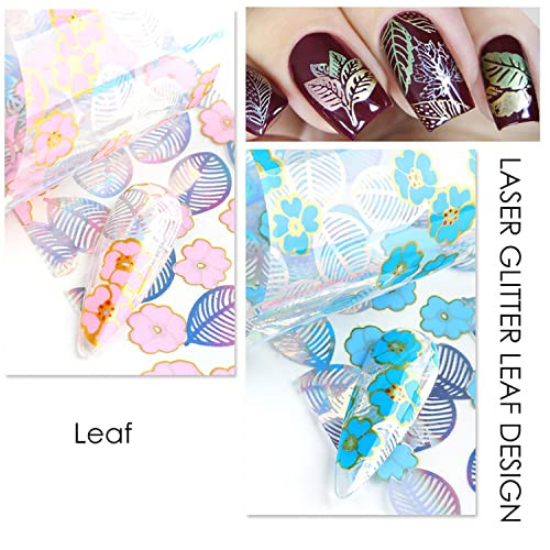 Holographic Nail Foil Transfer Stickers Decalss Nail Polish Sheets Lace Flower