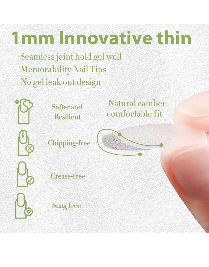 UNA GELLA Stiletto Round Nails Tips Press on Nails Base Tips 360pcs 15 Sizes