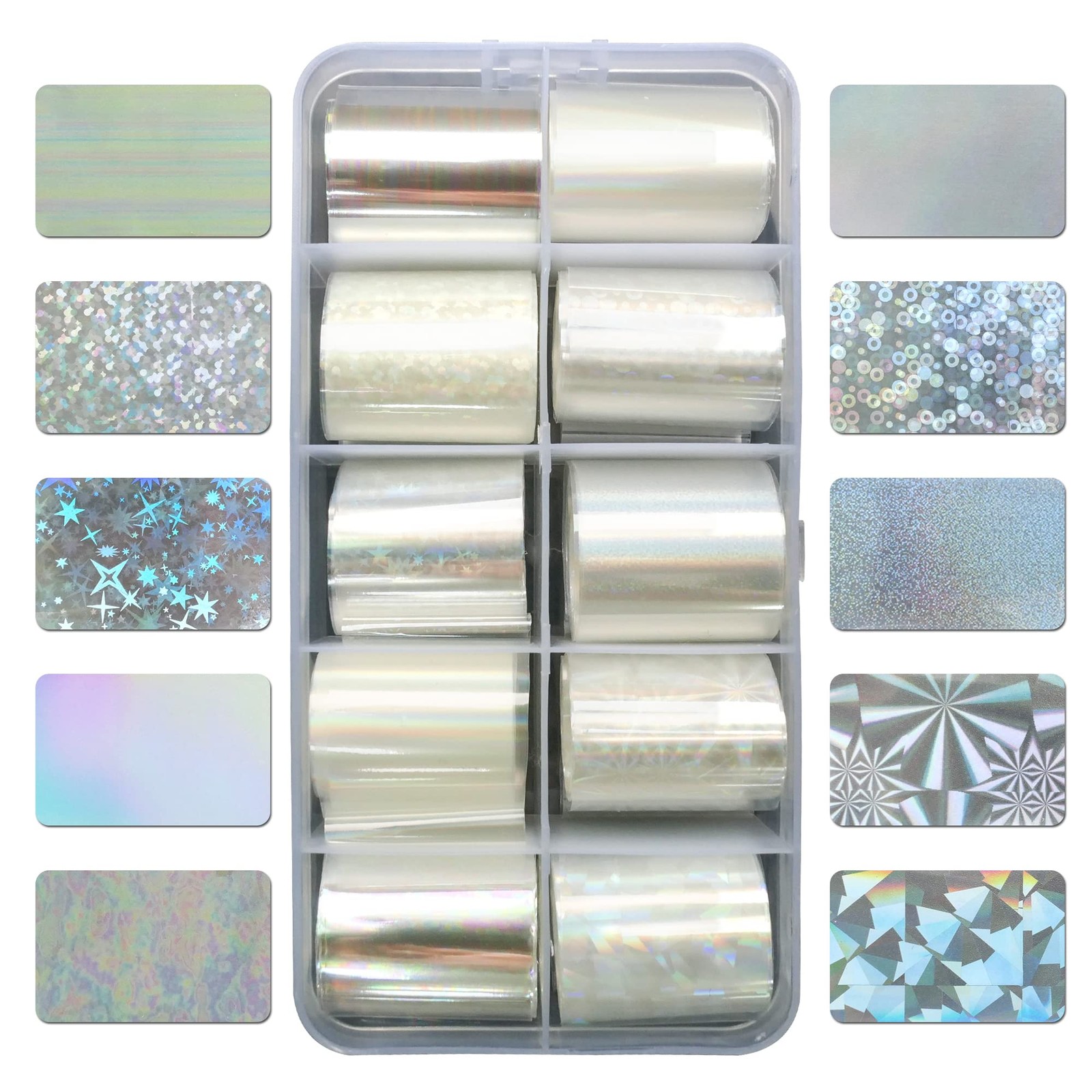 AddFavor 30 Roll Nail Foil Transfer Sheets Holographic Colorful Multicolor