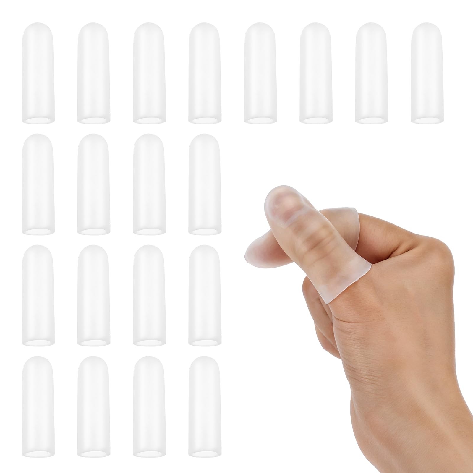 20 Pack Gel Silicone Finger Cot Protectors for Cracks Blisters Calluses