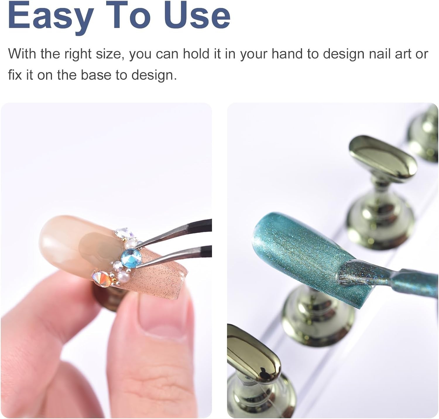 Elegant 2 Sets Nail Art Stand with Magnetic Design for Press-On Nails Practice