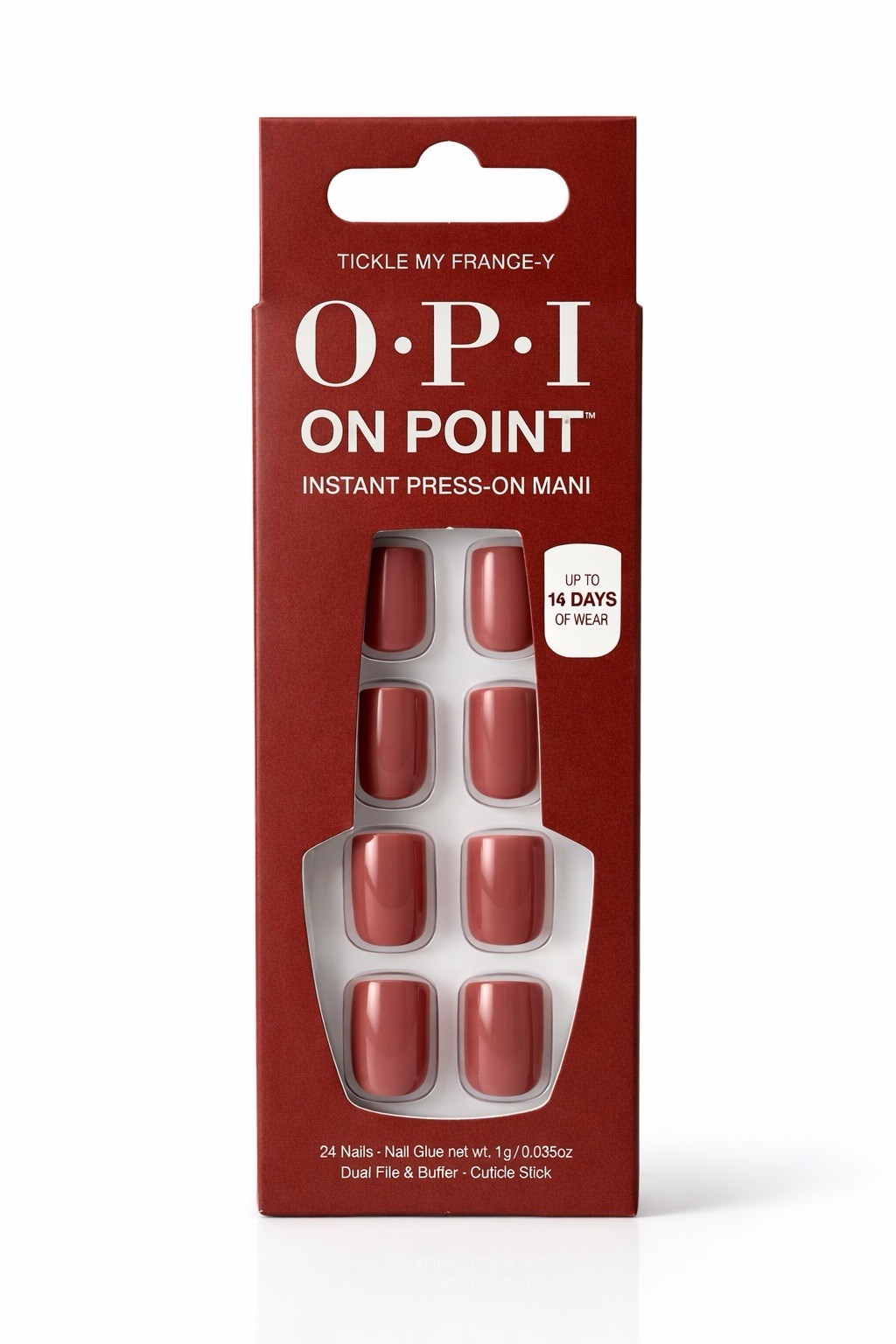 OPI On Point Press-On Nail Kit Tickle My France-y Burgundy Mauve Reusable Vegan