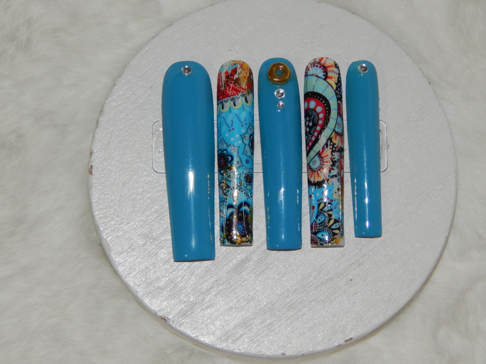 Luxury Handmade Press-On Nails I Reusable I Make Baby Blues I Square Shape l 3XL