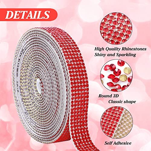 Self Adhesive Crystal Rhinestone Strips Diamond Ribbon Bling Gemstone Red
