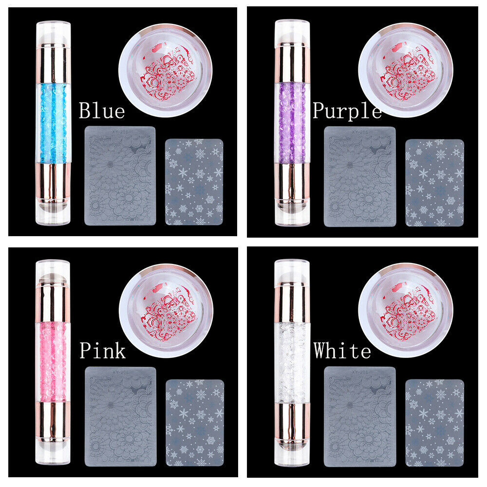 Double Head Silicone Nail Art Stamping, Stamper w/Scraper “Pick the Color”