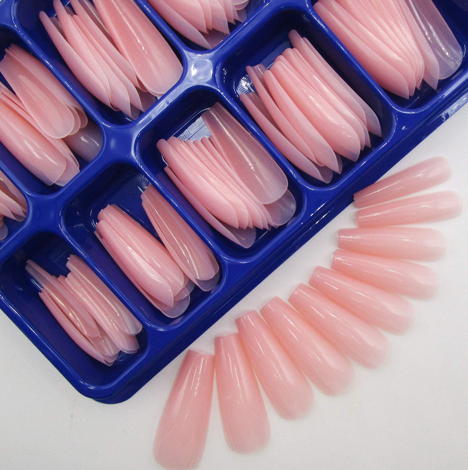 100pc Colored Long Coffin False Nails Artificial Acrylic Tips Ballerina Shape…