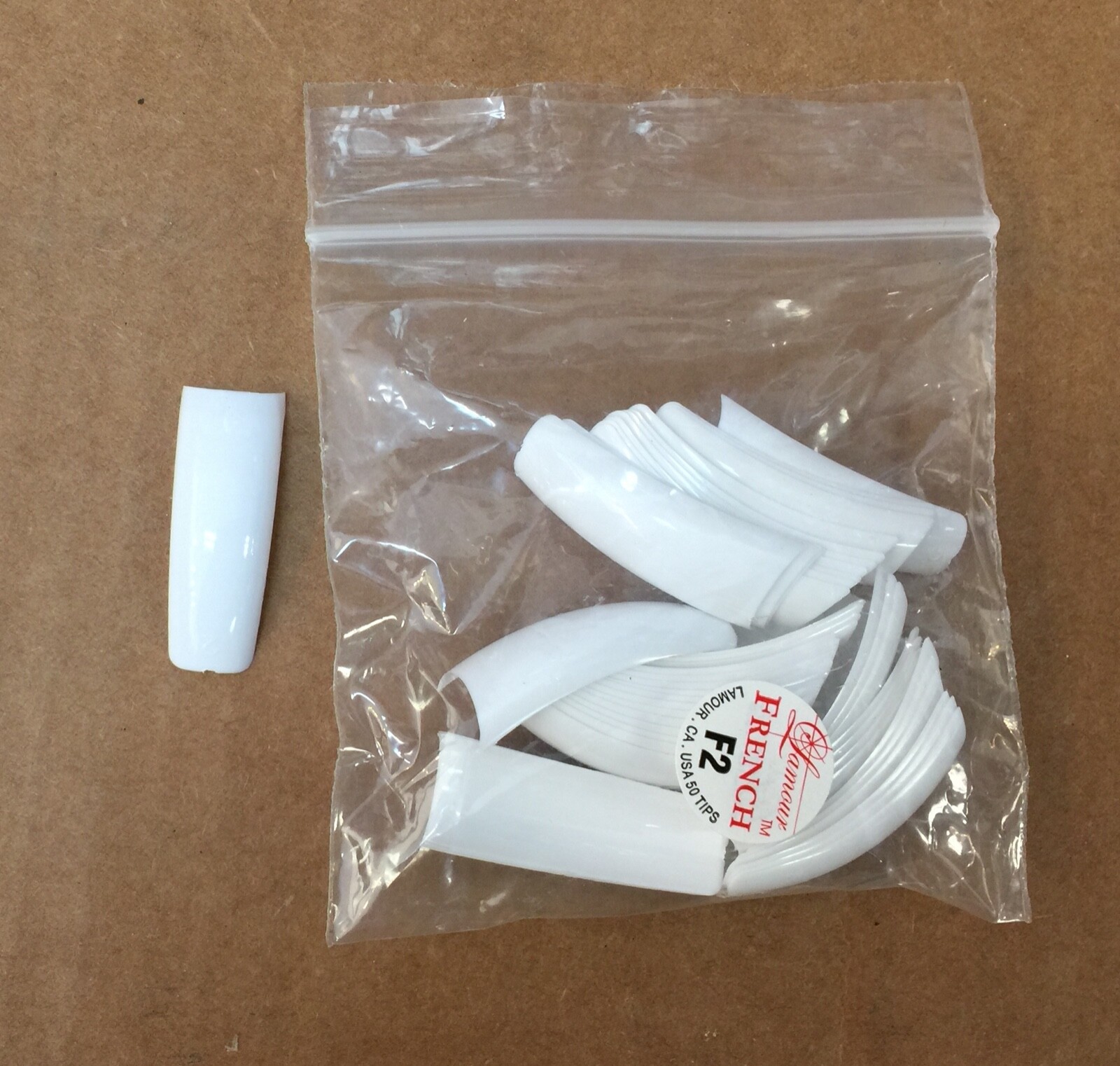 * Lamour Professional Nail Tips FRENCH – SNOW WHITE 0-10 Made in USA 550ct