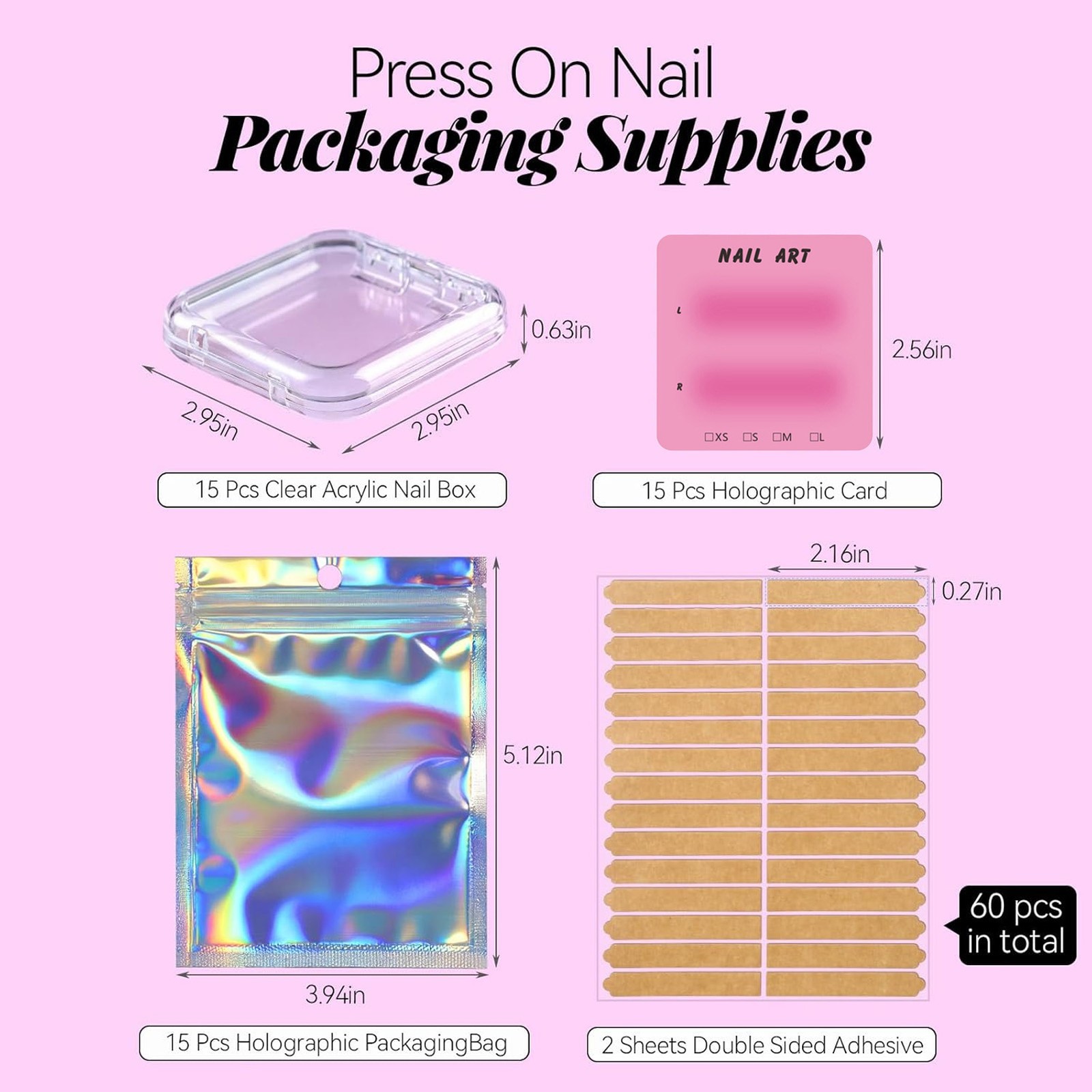 15 Sets Press On Nail Storage Boxes Dust Proof Thick Clear Fake Nail Display NEW
