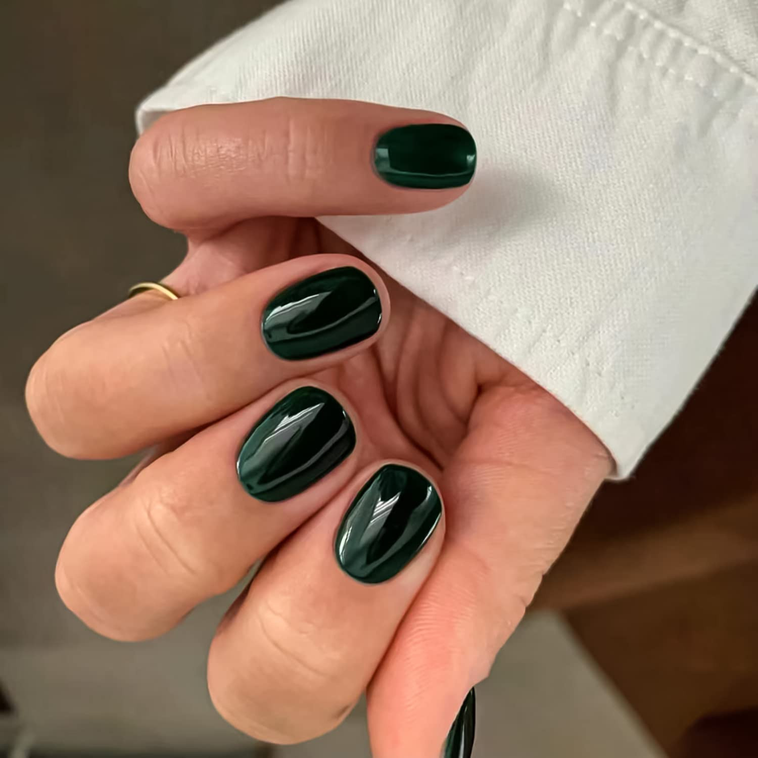 Short Square Press on Nails Solid Color Blackish Green Fake Nails | Extra Short