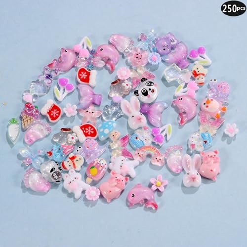 1 Pack of 250pcs Cute & Sweet 3D Nail Charms for Acrylic Nails, Perfect for
