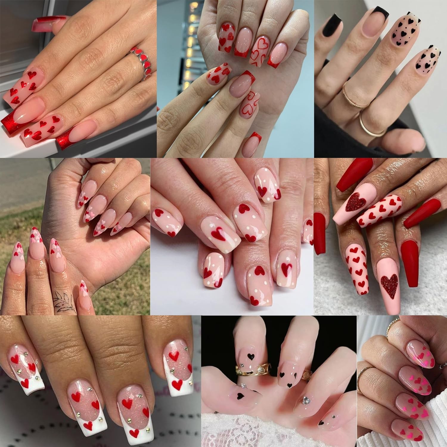 Heart Nail Art Stickers Decals 3D Shiny Glitter Love Hearts Self Design 20