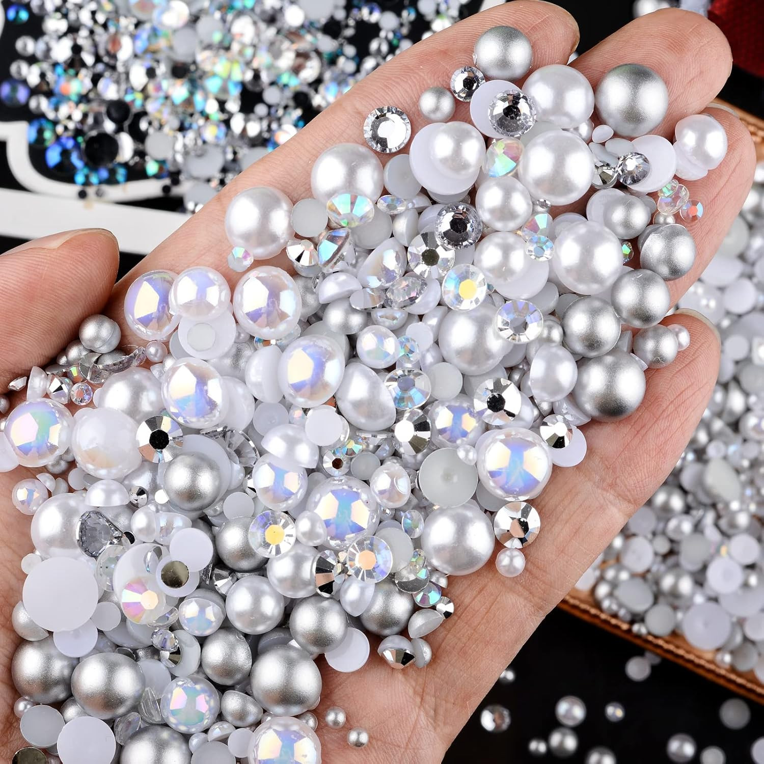 3900+ Pcs Rhinestones and Pearls Kit, 2-10Mm Flatback Gems for Nail Art, Tumbler