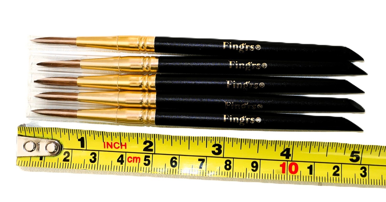 Fing’rs Fine Tip Acrylic Nail Art Brushes with Built‑In Cuticle Pusher Pack of 5