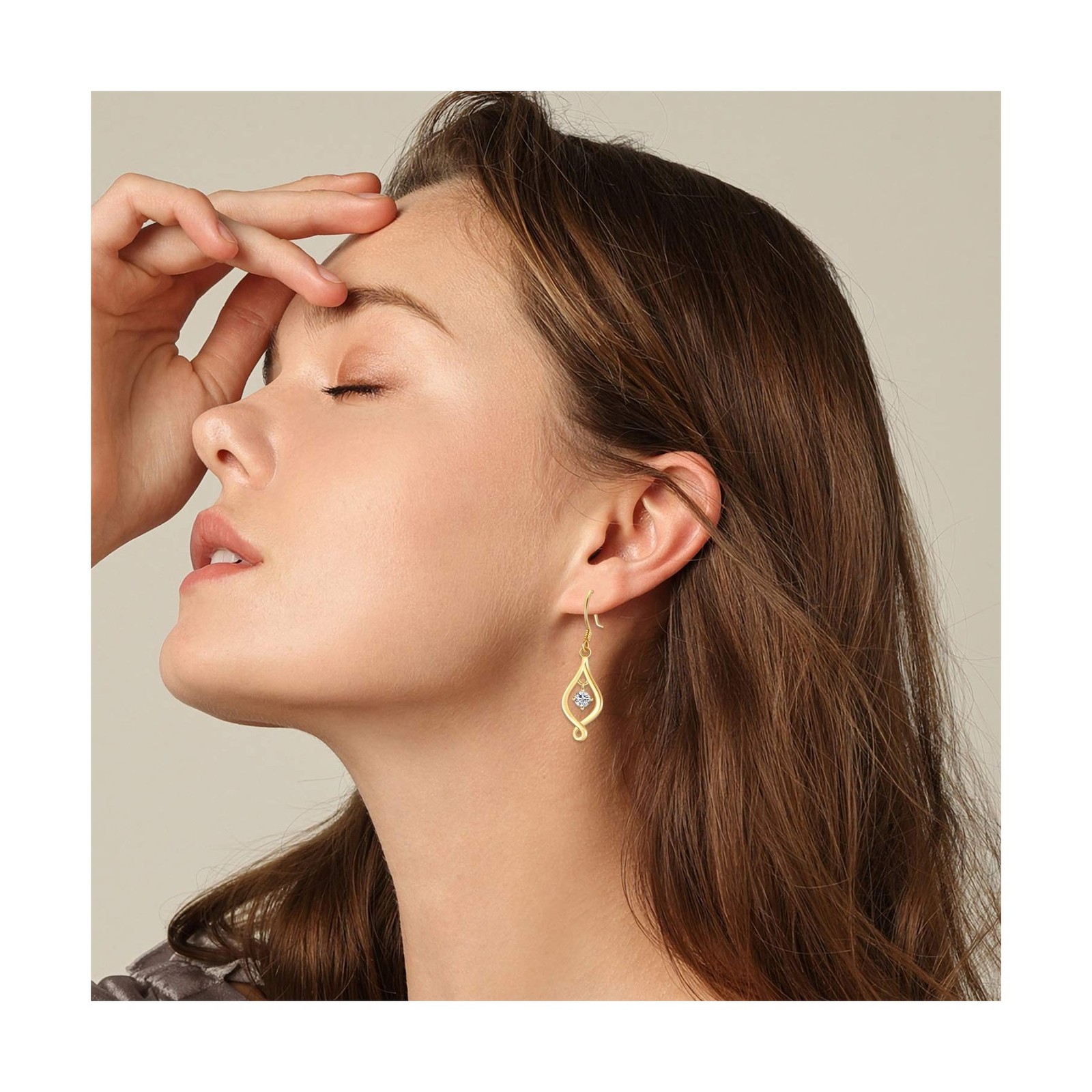 SISGEM 10K Solid Gold Infinity Drop Earrings for Women,Yellow/White Gold Mois…