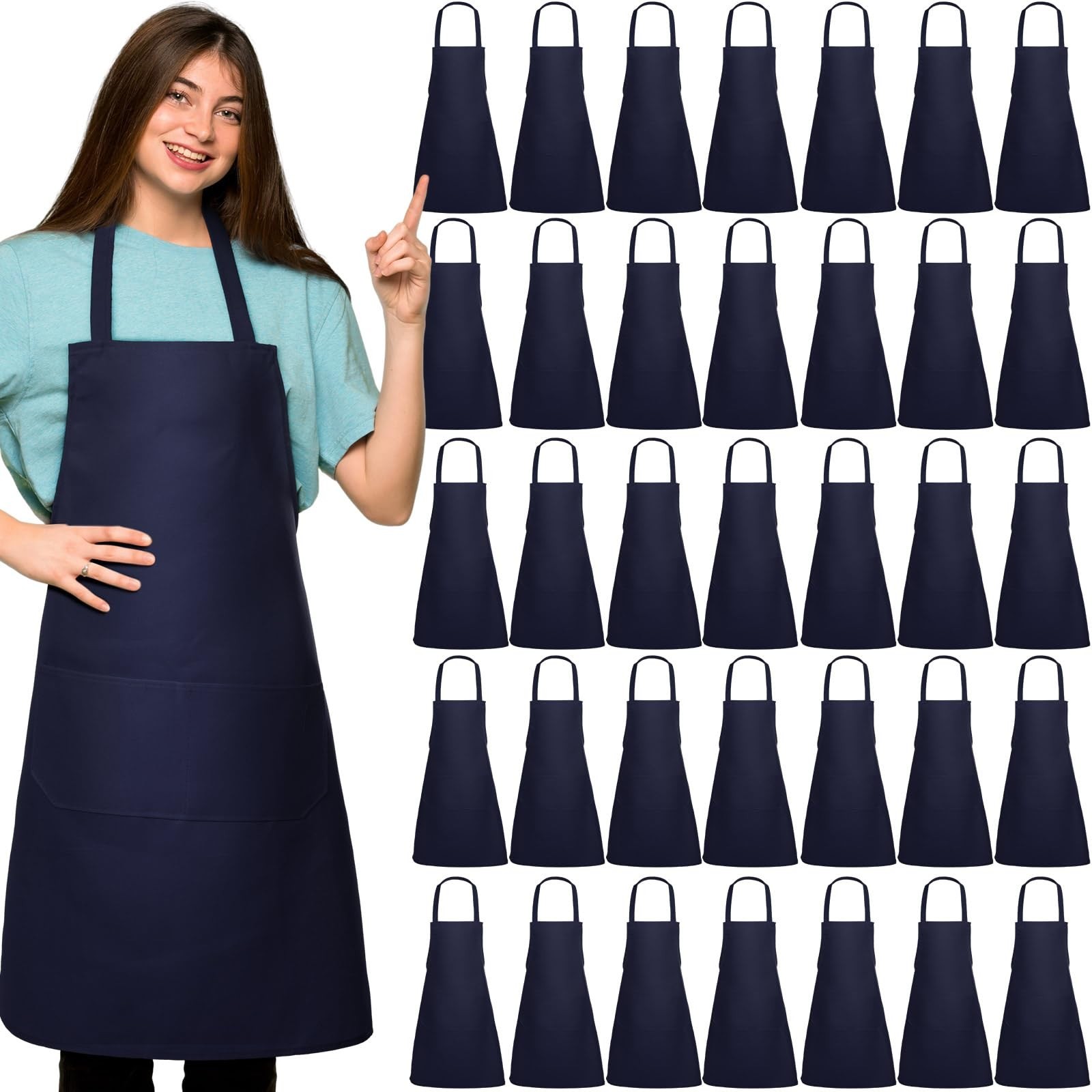 Suhine 36 Pack Plain Bib Aprons Bulk with 2 Pockets Unisex Aprons Machine Was…
