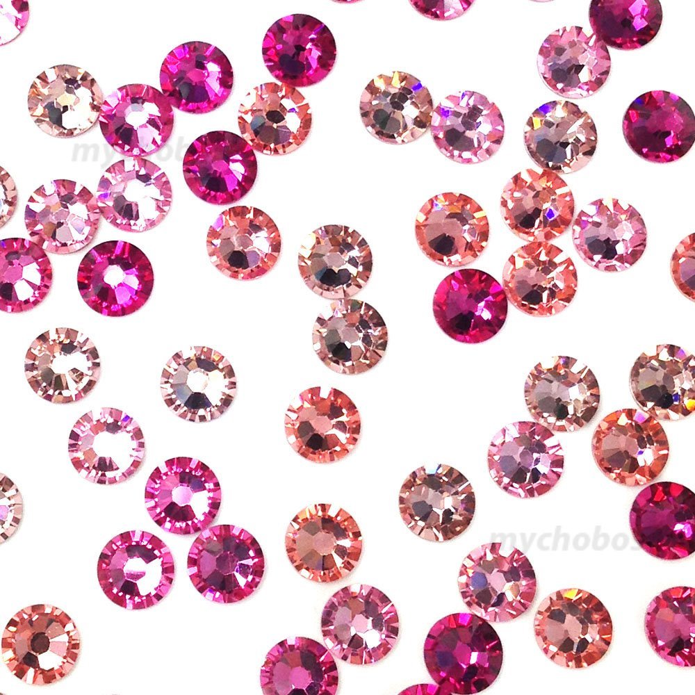 144 Swarovski 2058/2088 crystal flatbacks No-Hotfix rhinestones PINK Colors Mix