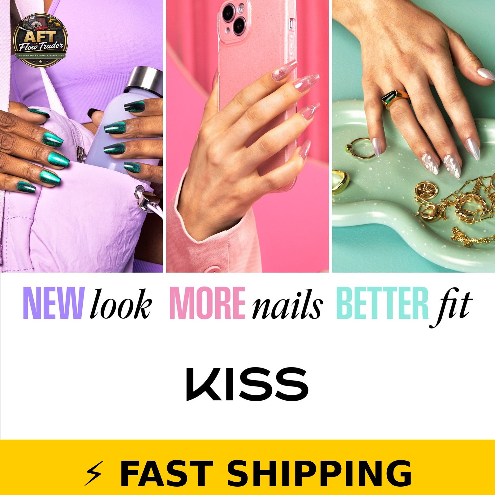 Kiss Press On Nails Almond Rose Knot Pink Medium 32 Count