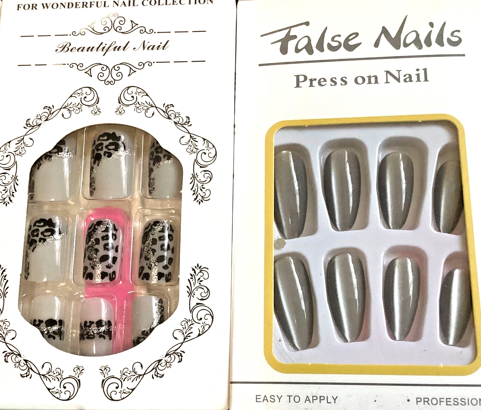 5 Nails Kits – GOTHIC Black Rhinestone Lace, Silver GLITTER French, WEDNESDAY +
