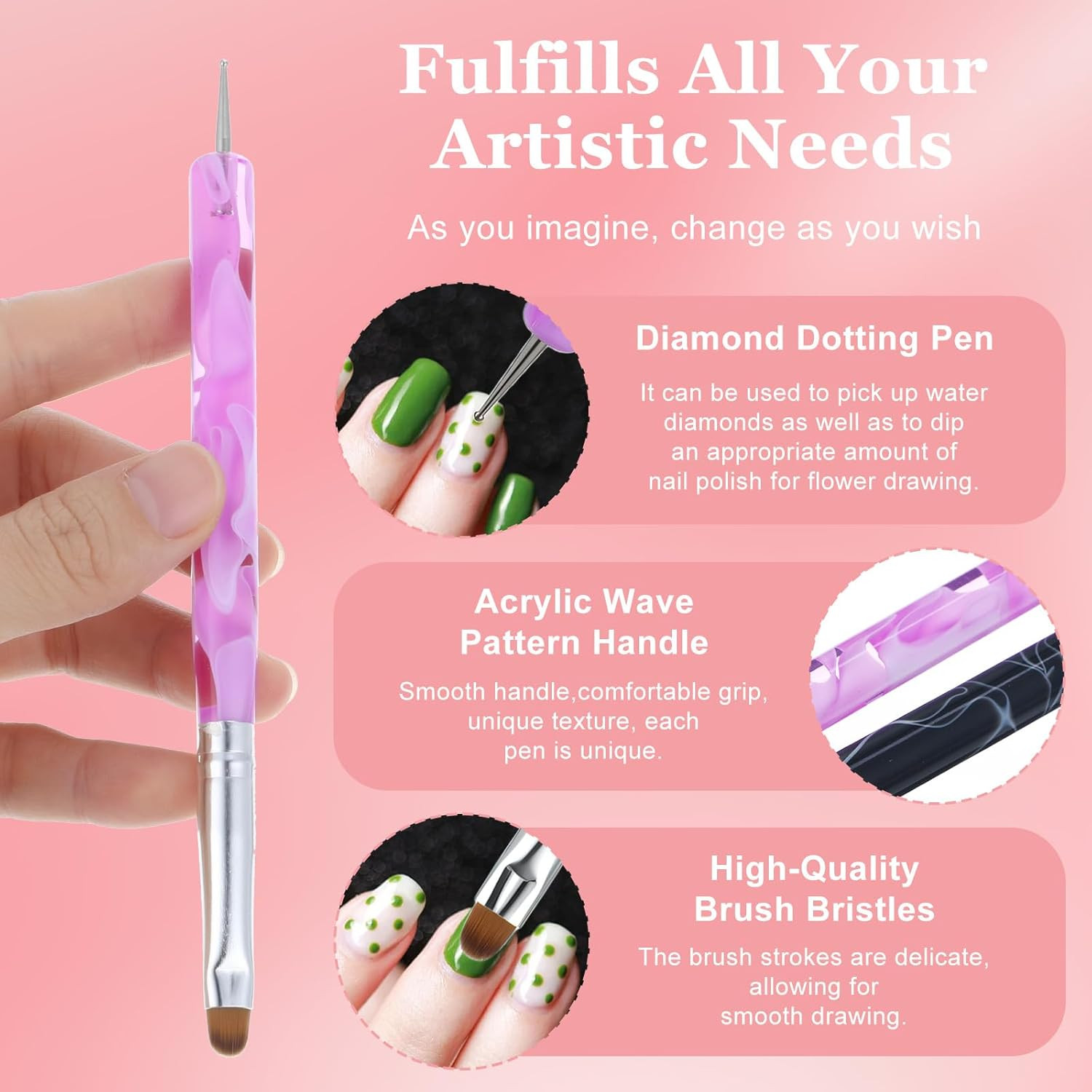 French Tip Brush Nail Art Tools Set for Professional Manicure and Detailing