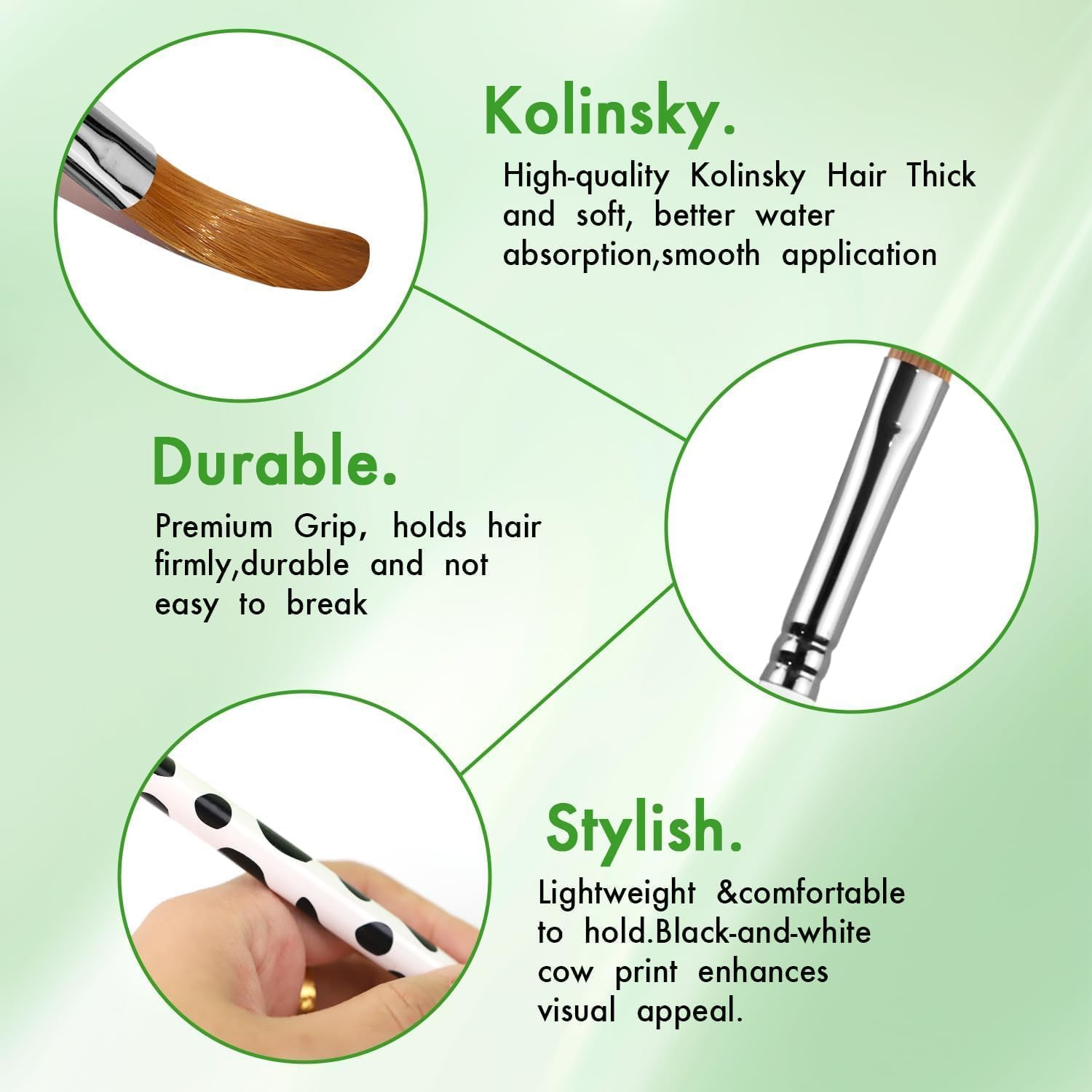 3PCS Kolinsky Acrylic Nail Brushes – Size 8/10/14 Professional Nail Art Brushes