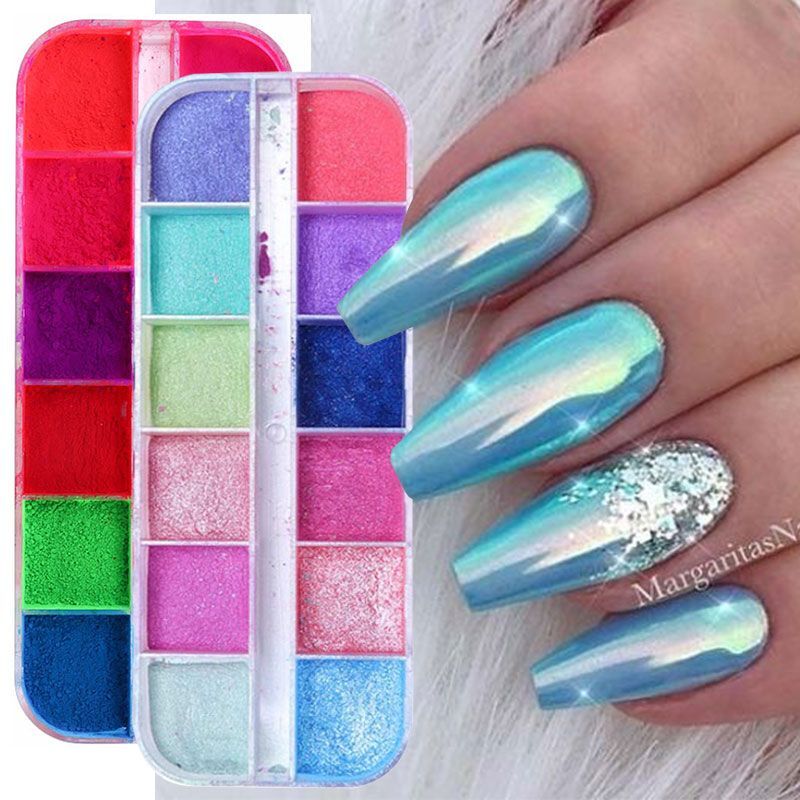 Fluorescent Mirror Nail Powder – Nail Art Glitter Pigment Manicure Accessories 1