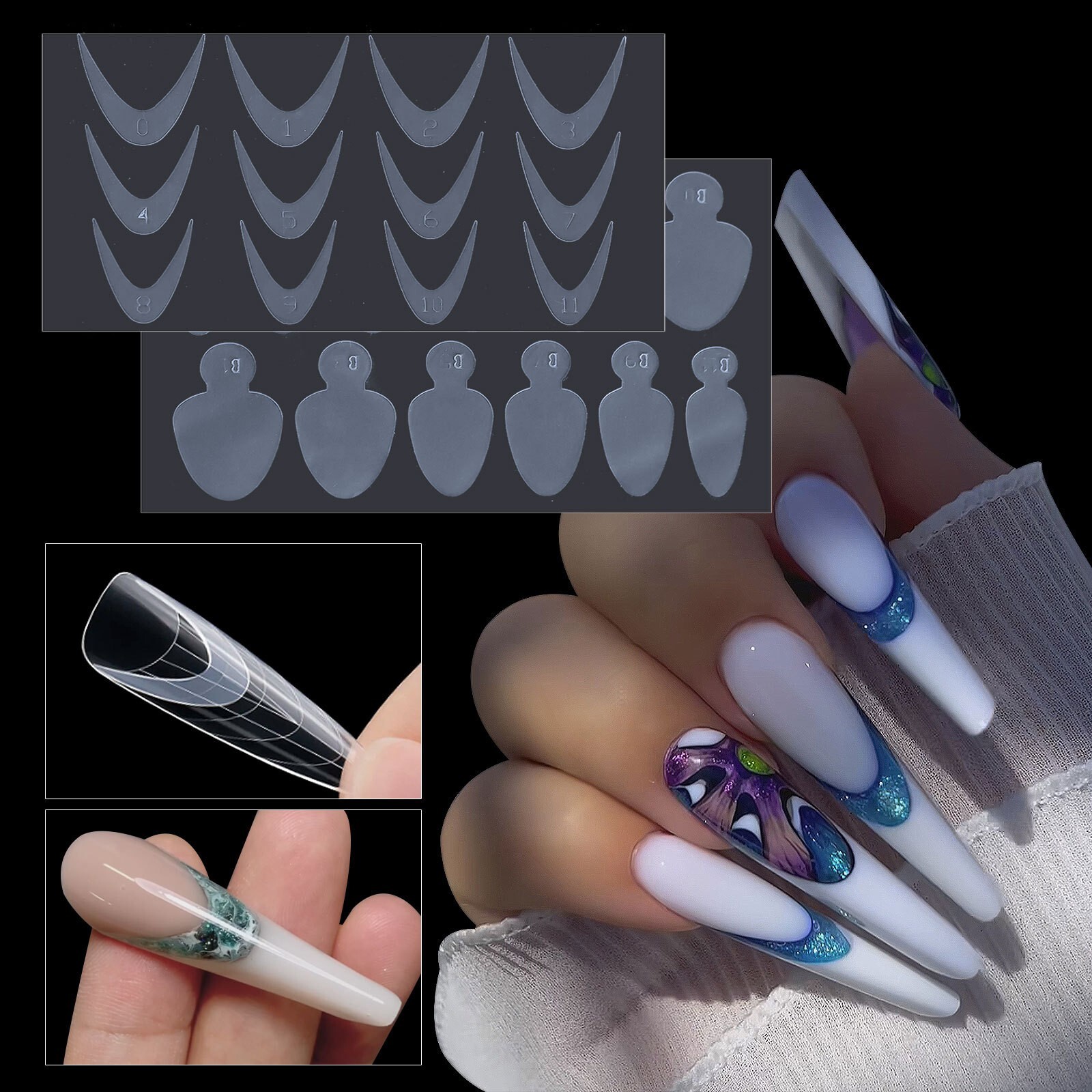 Variety Styles Fake Nails Extension Mold Nail Dual Form Sticker for Nail Tips