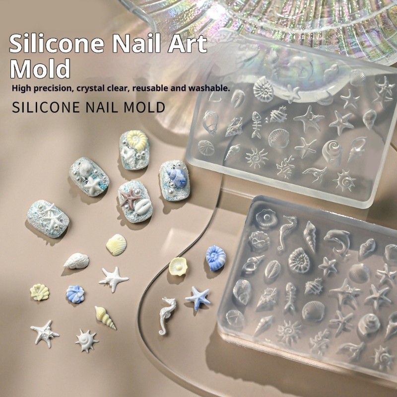 Portable Silicone Shell Shaped Mold For Professional Nail Art And DIY Crafting