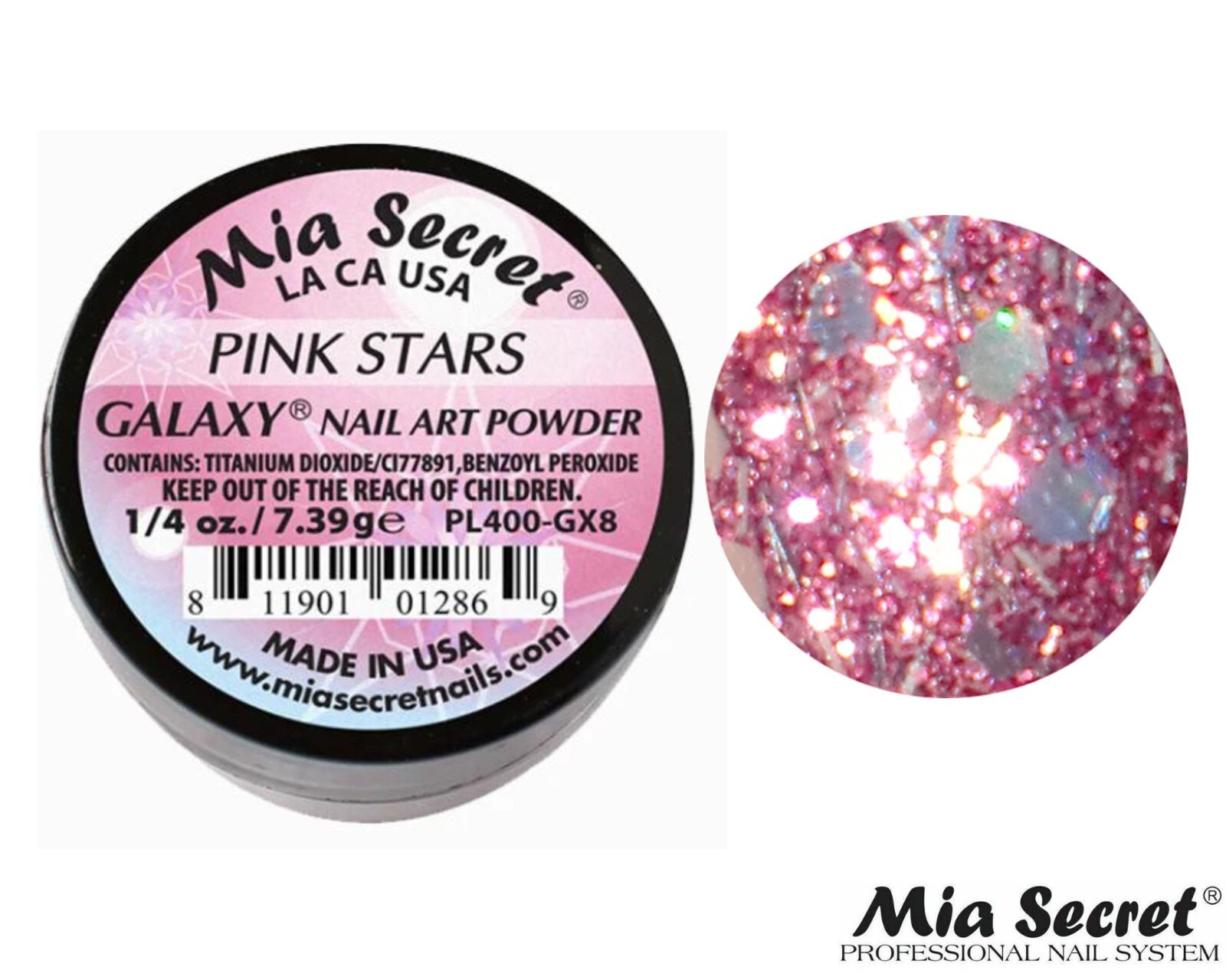 Mia Secret Nail Art Powder Galaxy Collection (PINK STARS) 1/4oz