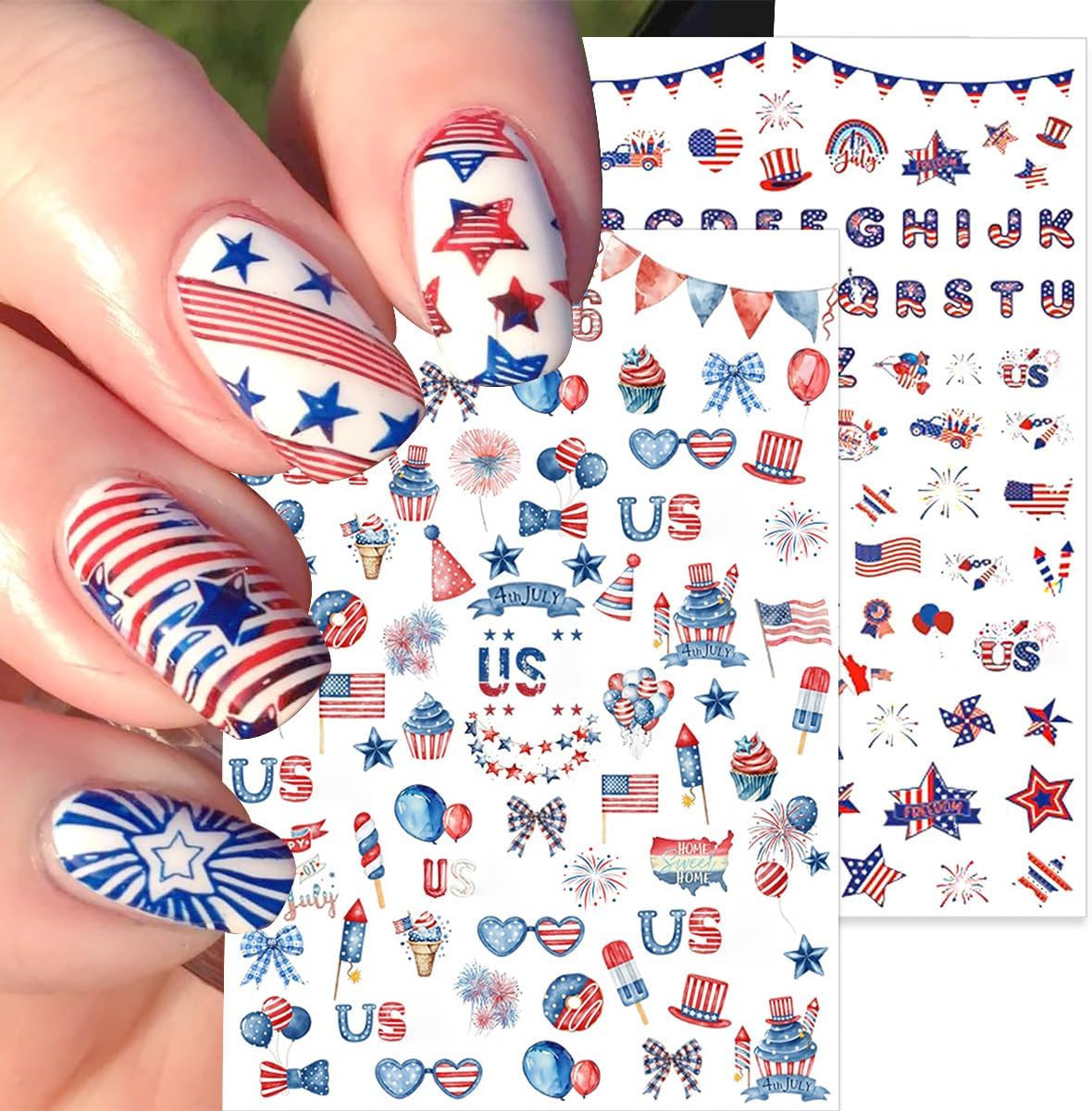 6 Sheets Independence Day Nail Stickers for Nail Art Happy 4Th of July Nail Art