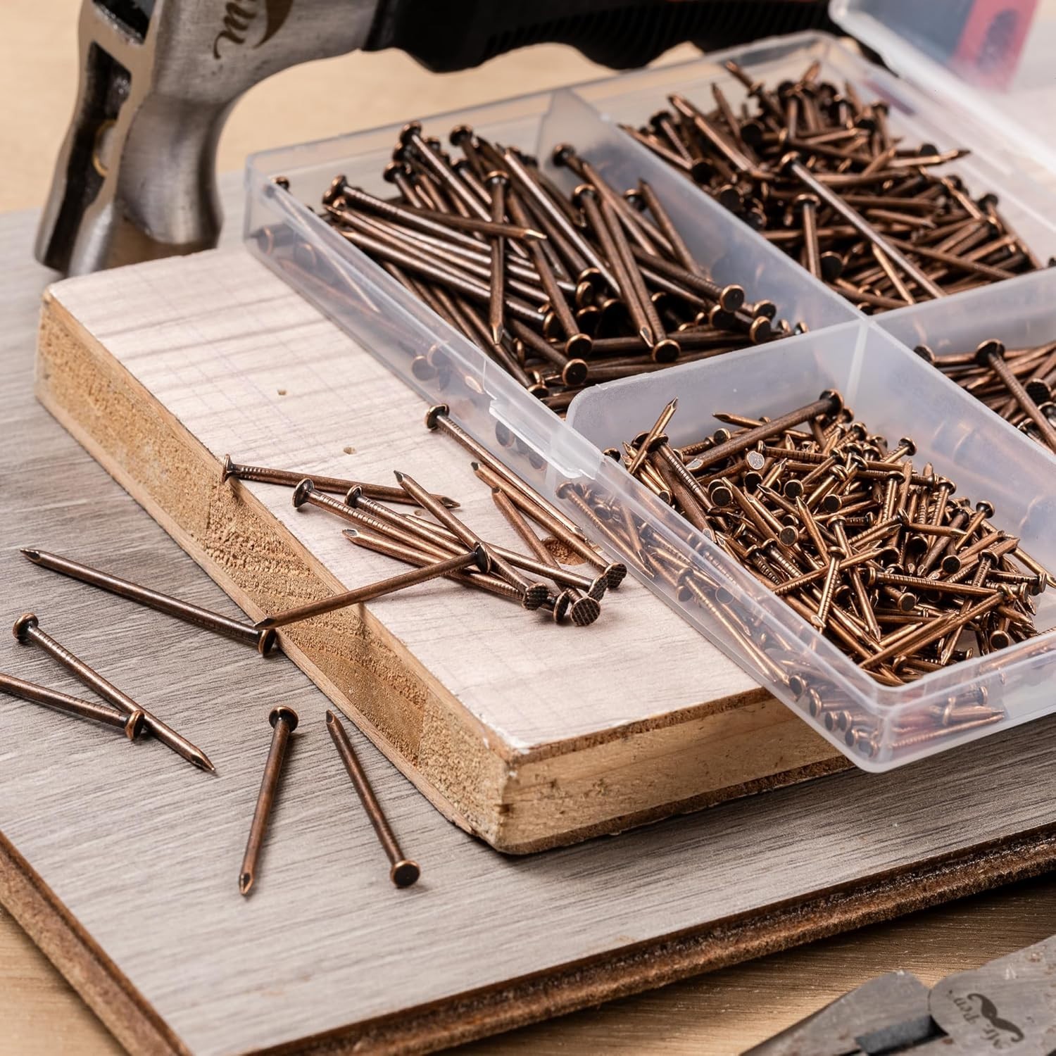 Versatile 600-Pc Nail Assortment Kit for Wood & Drywall Projects in Bronze