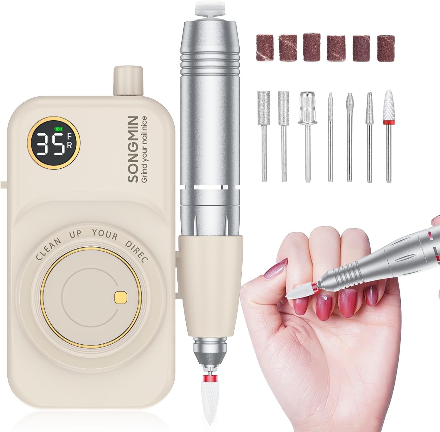 Profal Nail Drill 35000 R, SONIN Portable Cordl Efile with