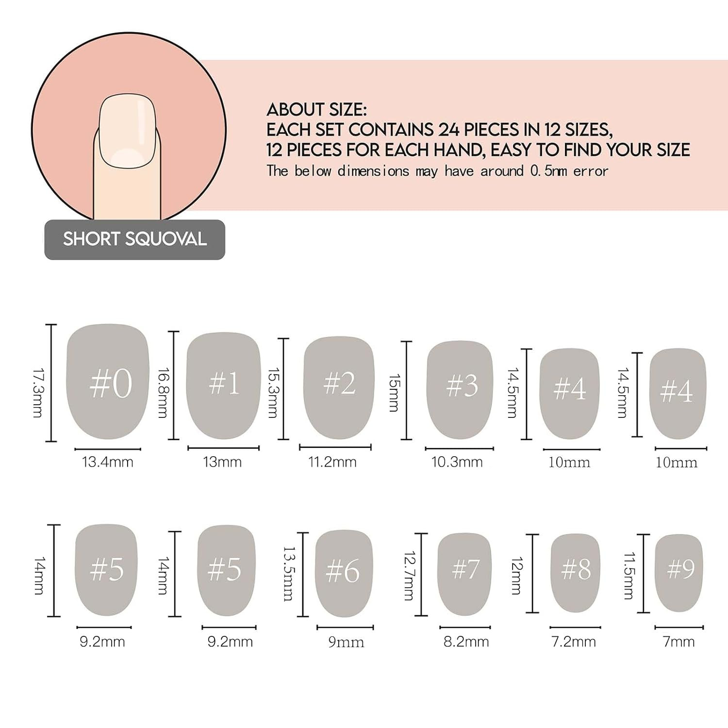 GLAMERMAID Extra Short Press on Nails, Nude Pink Fake Nails Short Squoval, Coral